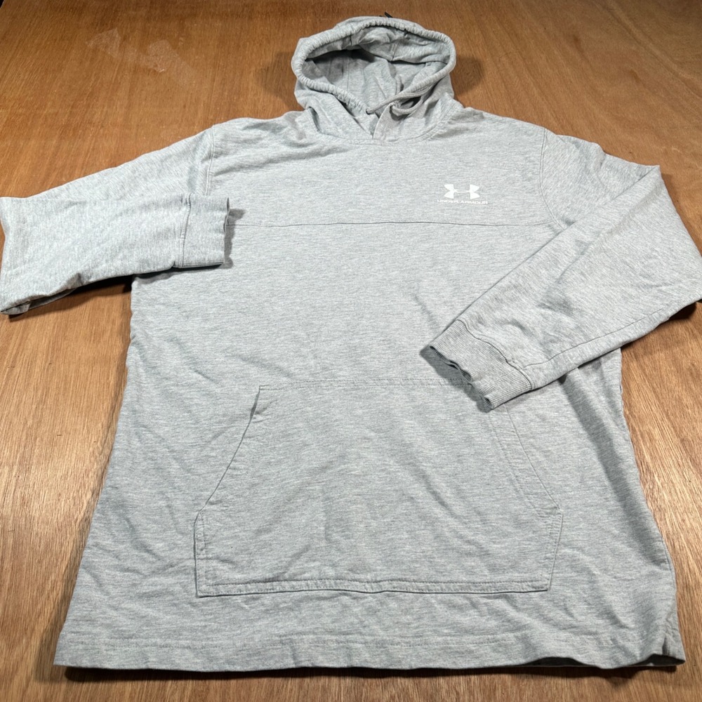 Under Armour Men's XL Gray Pullover Hoodie Sweatshirt Logo Lightweight